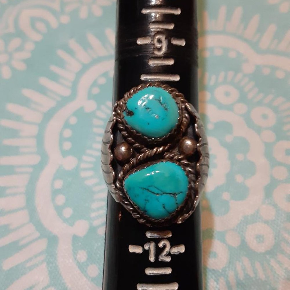 Vintage Navajo Turquoise Ring Sz 10.5